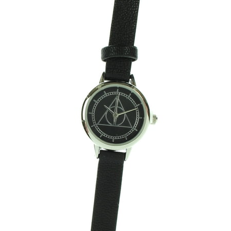 Official Deathly Hallows Symbol Logo Black Retro Wristwatch