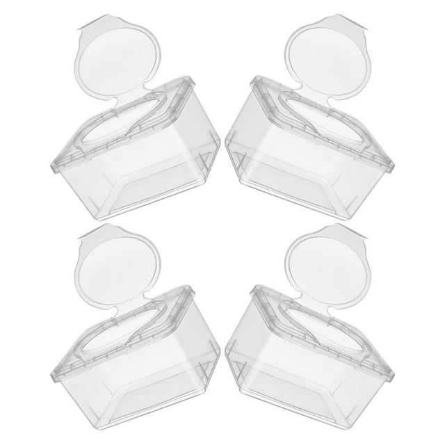 PTOOTP 4Pcs Transparent Wipes Dispenser Holder Refillable Plastic Container for Travel and Home Storage
