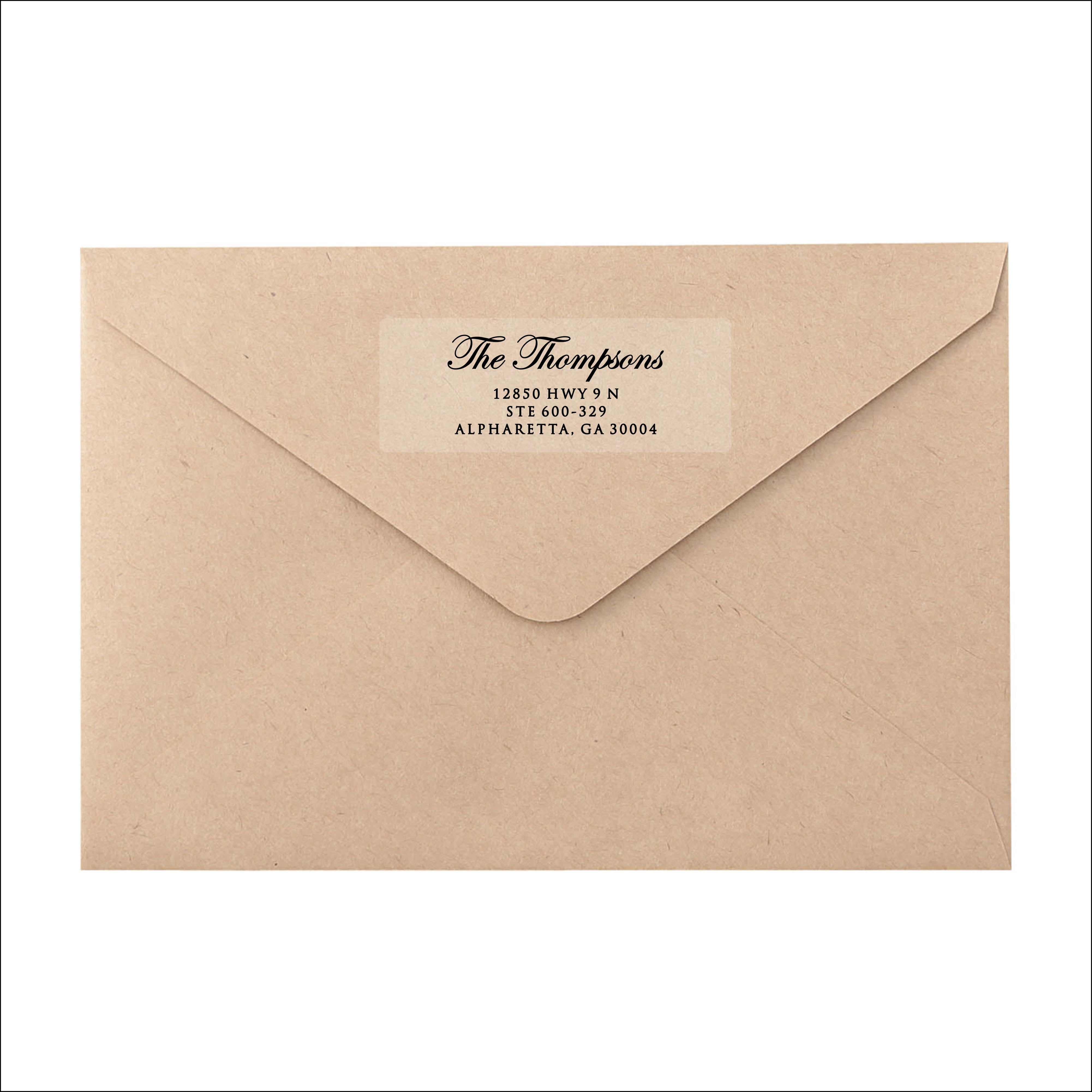 Clear Return Address Labels for Envelopes - Matte Frosted Clear Transparent Stickers, Custom Printed Personalized Labels, 5 Sheets, 150 Labels Total - Edwardian Script, Up to 4 Lines of text