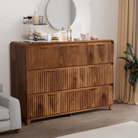 Fnkosi 7 Drawers Dresser, Large Wood Chest of Drawers for Bedroom, Living Room, Hallway, Walnut