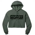 thumbnail image 3 of Warning! Explicit Content on Womens Long Sleeve Crop Top Hoodie, Solid Color with Logo & Signature US Flag Emblem Green Large, 3 of 6