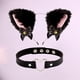 thumbnail image 3 of Diadema con orejas de gato y cascabeles para niña, disfraz de cosplay, diadema de peluche para gato Gargantilla de cuero, 3 of 8