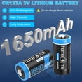thumbnail image 2 of Batería de litio Home4me CR123A 3V 1650mAh, paquete de 16 unidades 123A, 2 of 7