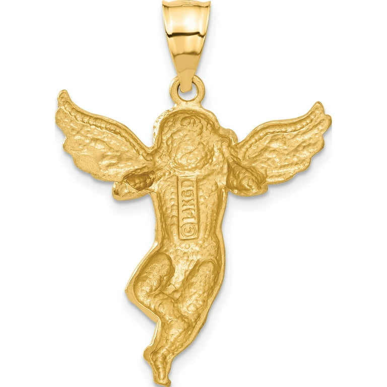 Jewelry by Sweet Pea 14K Yellow Gold Satin Diamond-cut Angel