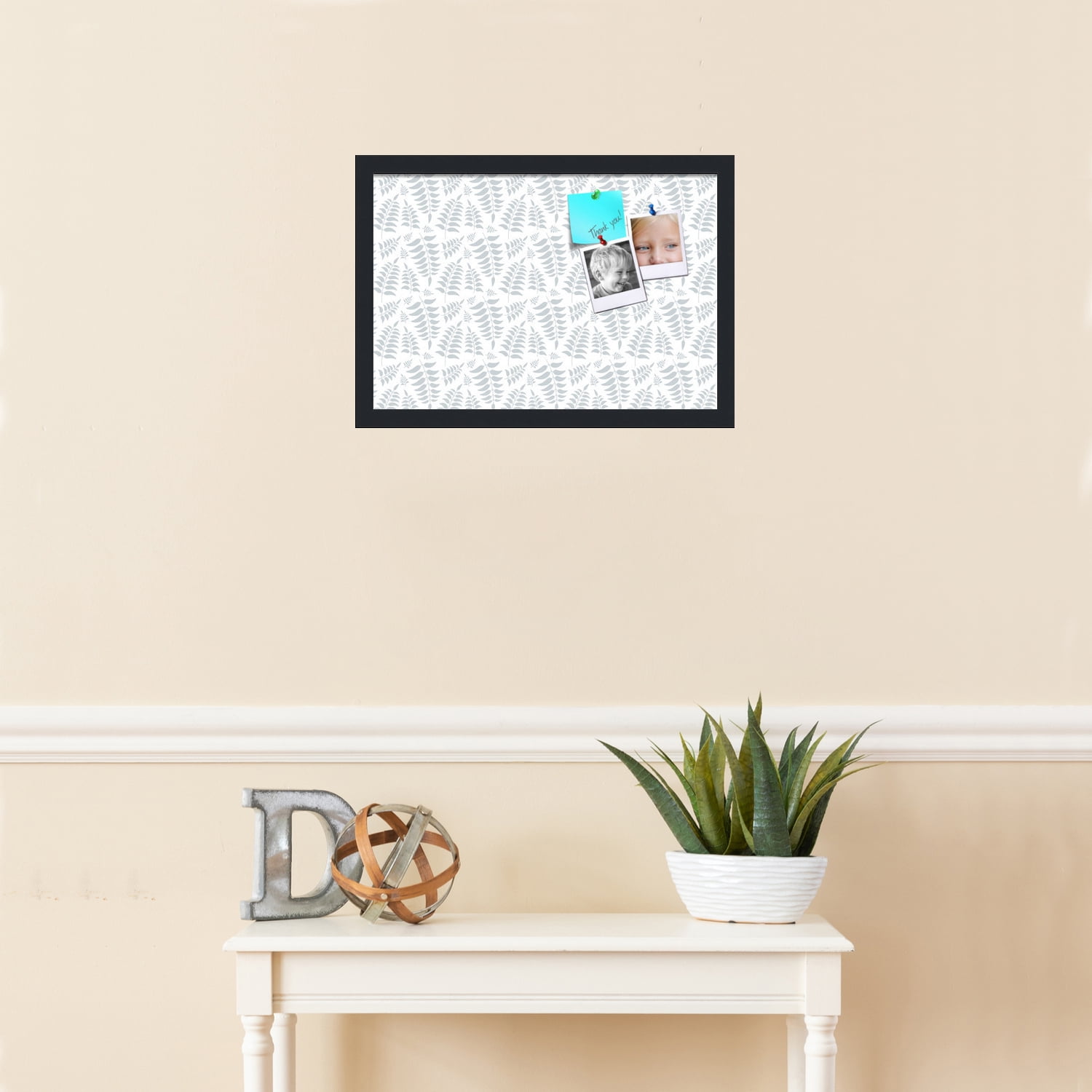 PinPix 19x13 Custom Cork Bulletin Board Fern Lt Grey Poster Board Has a Fabric Style Canvas Finish, Framed in Fern Lt Grey, by ArtToFrames (PinPix-1584)