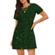 thumbnail image 1 of Balery Emerald Green Sparkling Camisón de manga corta con cuello redondo para mujer, cómodo y elegante., 1 of 6