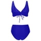 thumbnail image 5 of Trajes de Baño de Mujer de Cintura Alta Cuello en V Vendaje Sólido Ajustamiento Apretado Reunión Traje de Baño Conjunto Dividido, 5 of 6