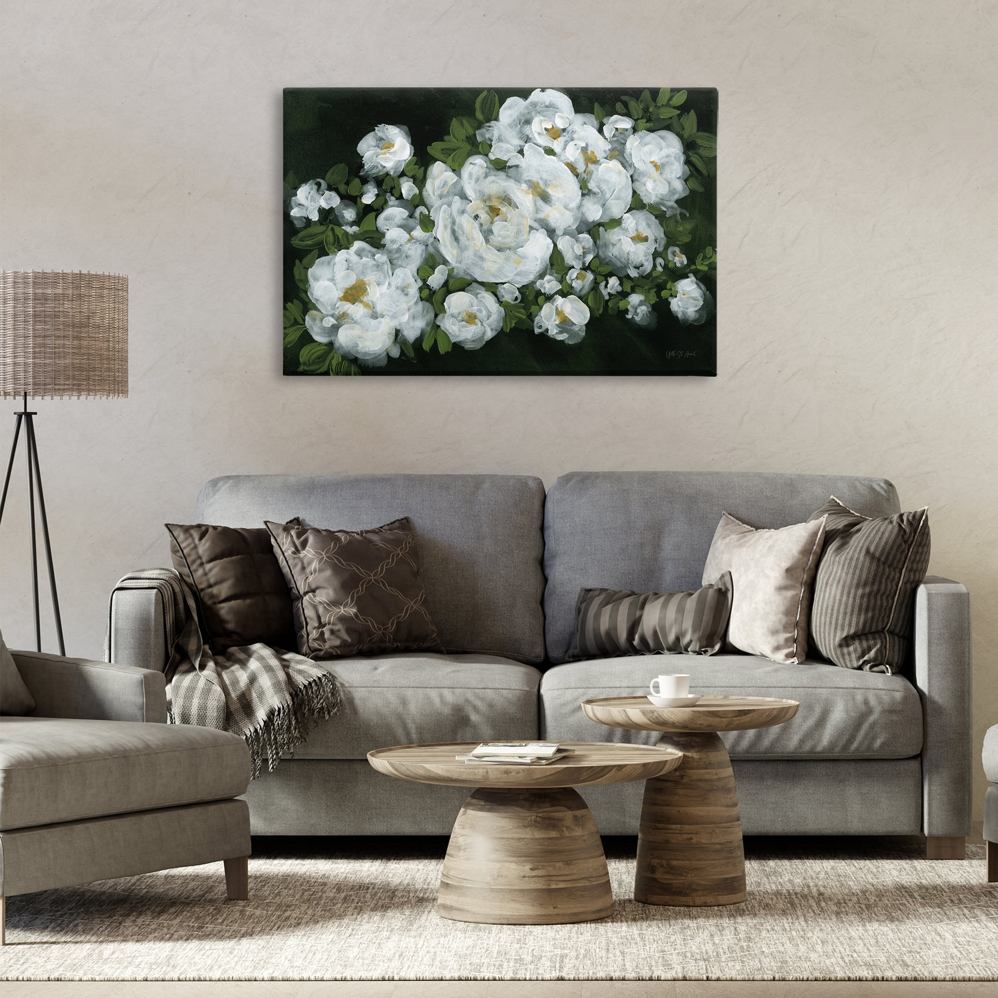 Stupell Industries Midnight Blooming Roses Botanical & Floral Painting Gallery Wrapped Canvas Art Print Wall Art, 36 x 24