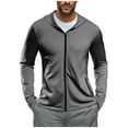 thumbnail image 6 of Wrtxtat Men's Track Jacket Full Zip Solid Color Hooded Outerwear Zippered Pockets Lightweight Breathable Tops Sun Protection Long Sleeves Shacket Dark Gray XL, 6 of 6