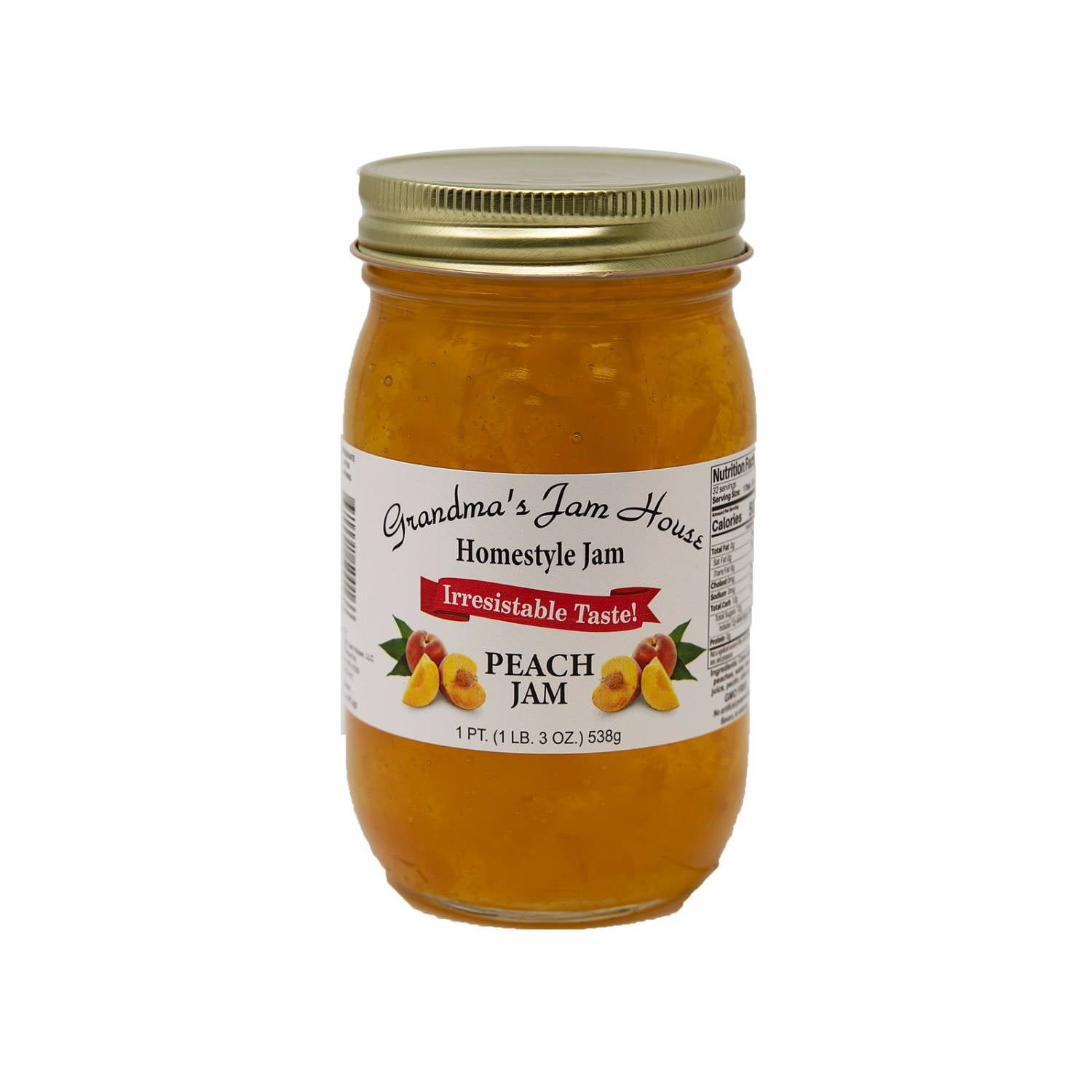 Grandma's Jam House All Natural USA Made Homestyle Peach Jam, 19 oz
