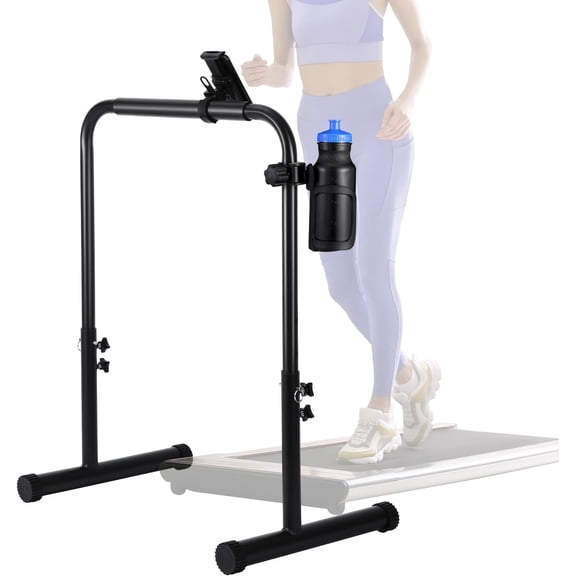 Large Handle Bar for Walking Treadmill Pad Only with Phone Holder and Cup Holder Adjustable Handrail Height from 30.7 to 39.37 Inch Comfortable Grip Stainless Steel Frame Overbold