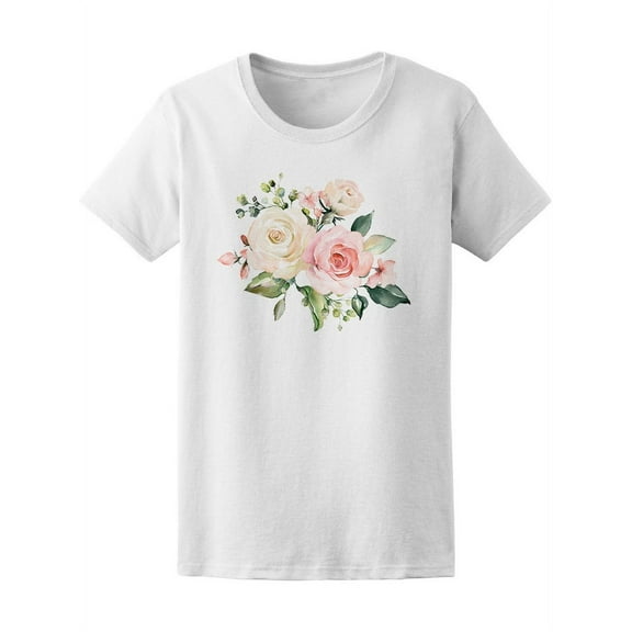 Watercolor Cute Flowers T-Shirt Women -Image by Shutterstock, Female XX-Large