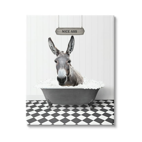 Stupell Industries Nice A** Bathroom Phrase Animals & Insects Painting Gallery Wrapped Canvas Print Wall Art, 16 x 20