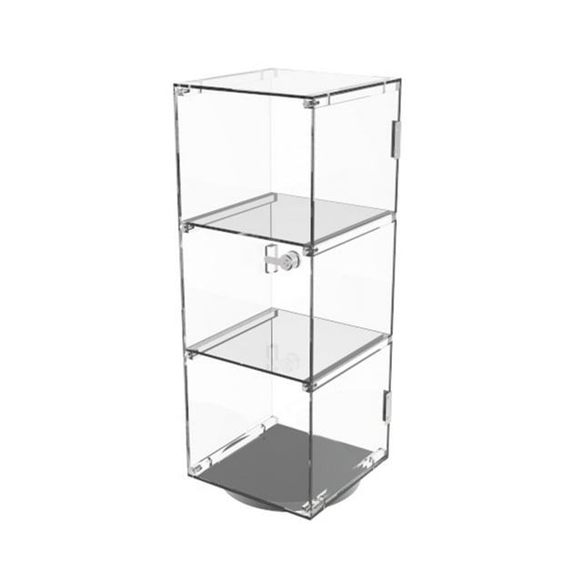 FixtureDisplays 6" x 6" x 16" Rotating Mini Acrylic Tower Showcase Display 20000