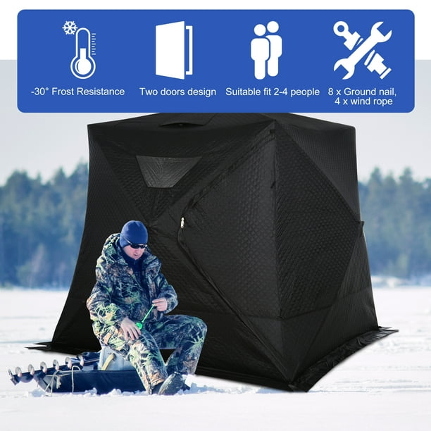Outsunny 4-Person Insulated Ice Fishing Tent, Portable Ice Fishing