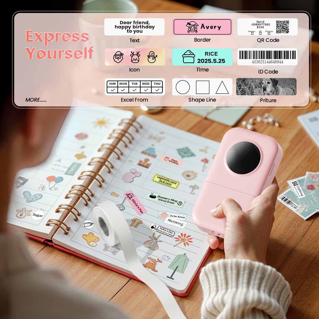 Label Maker Machine With 3 Tapes - White/clear/gold Labels  D30 Portable Handheld Mini Printer Multiple Templates Fonts Icon Thermal Small Rechargeable For Home