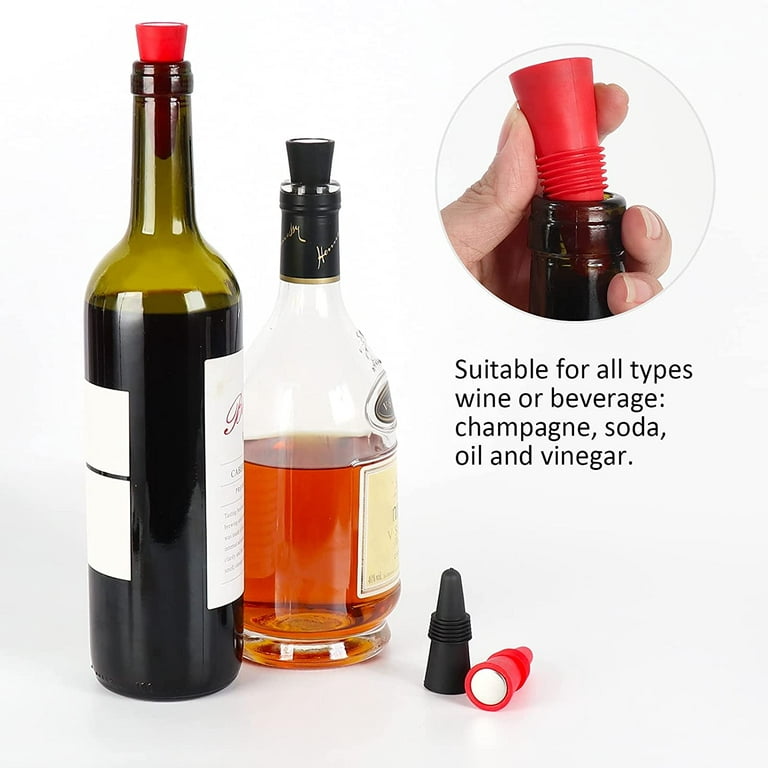 Wine Stoppers - Silicone Wine Bottle Caps - Reusable and Unbreakable Sealer  Covers - Beverage Corks to Keep Wine Fresh for Days with Air-Tight Seal 