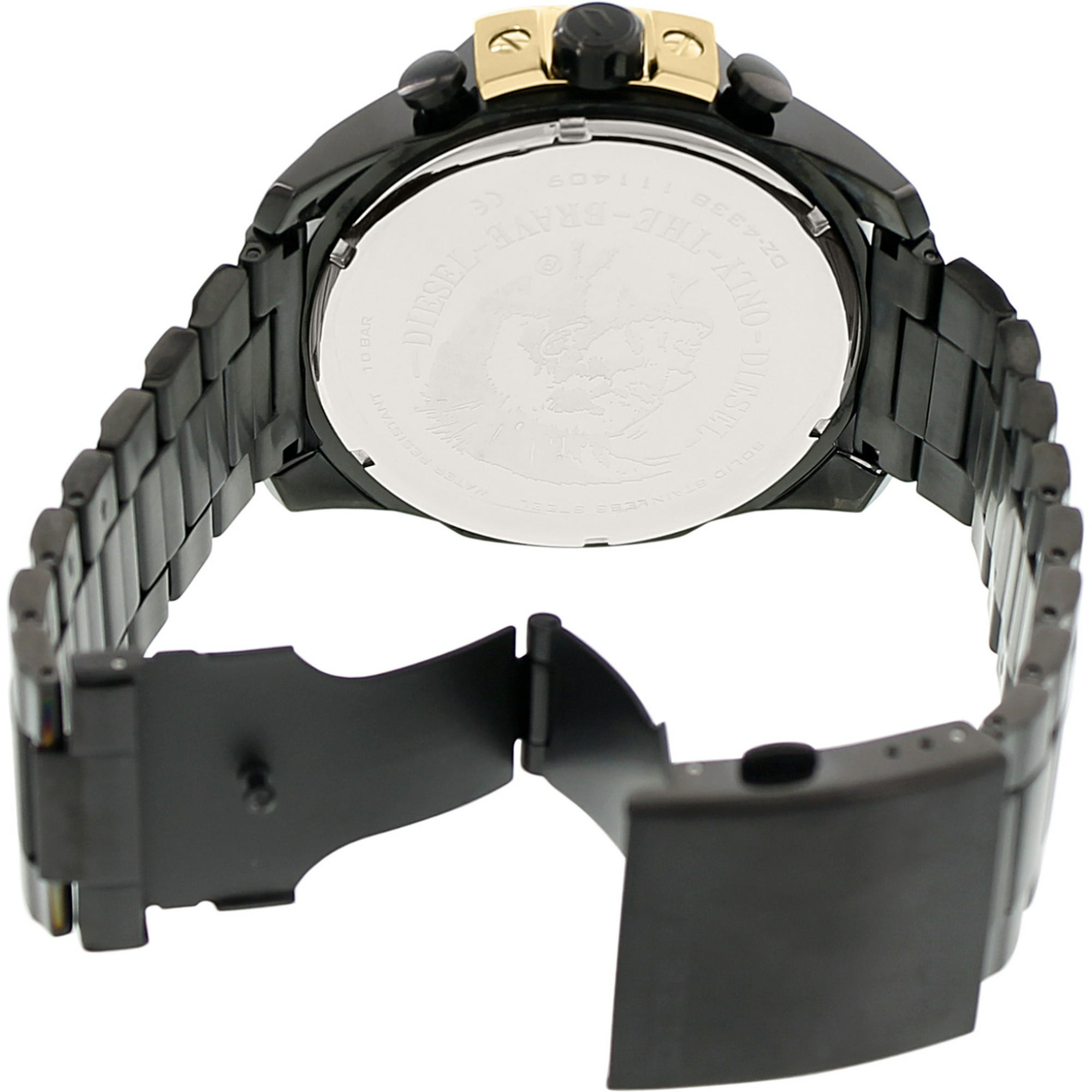 Diesel Men s Mega Chief DZ4338 Black Stainless Steel Plated Japanese Quartz Fashion Watch
