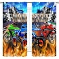 thumbnail image 2 of Racing Car Curtains, Cool Monster Cartoon Truck Buring Flame Colorful Race Stadium Blackout Window Drapery Treatments for Boys Kids Baby Bedroom Living Room Playroom Nursery 2 Panel Set, 42"x63" Inch, 2 of 5