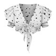 thumbnail image 1 of Mode Vacances Femmes Col en V Imprimé Manches Courtes Pantalon Long Ensemble 2 Pcs Fête, 1 of 8
