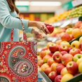 thumbnail image 4 of Mandala Inspired Paisley Reusable Shopping Bag - Foldable Fabric Tote with Bohemian Floral Design, Large Capacity & Washable, 4 of 6