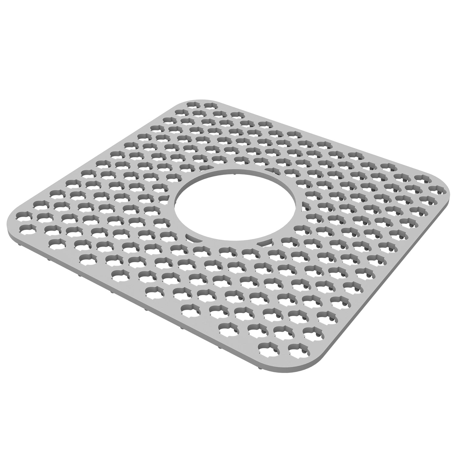 Zorpupoa 2Pcs Kitchen Sink Protector, 11.61x13.58" Silicone Sink Mat with Central Drain Hole Non-Slip Dishwasher Safe, Grey