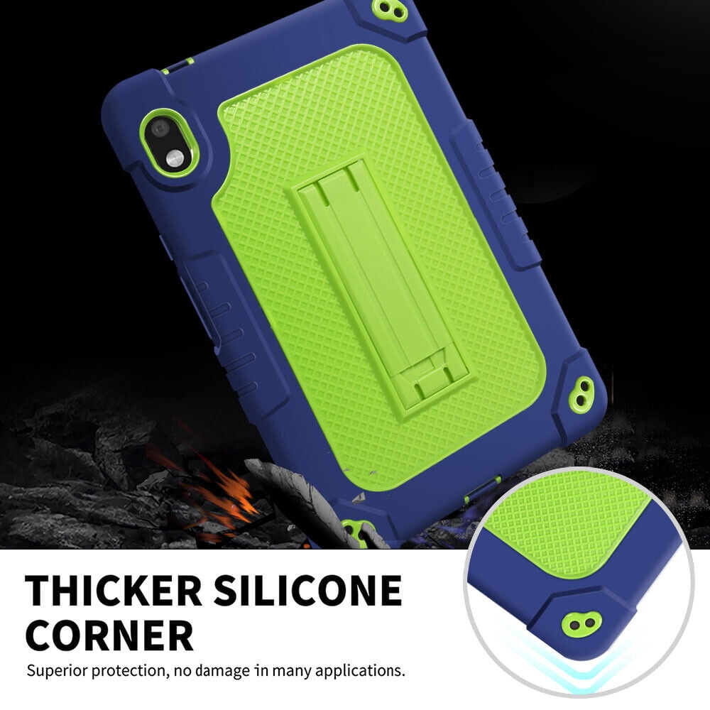 SOATUTO For Orbic Tab 8 inch Heavy Duty Case with Shoulder Strap Kickstand Soft Silicone Hard Back Hybrid Armor Protective Cover for 8" Orbic Tab 8 5G Verizon / Orbic Tab 8 5G UW 8 inch - Navy+Green