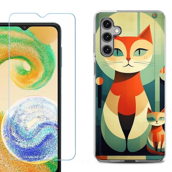 OneToughShield ® for Samsung Galaxy S23 FE Fan Edition, Shockproof Phone Case, with Tempered Glass Screen Protector - Cute Cats