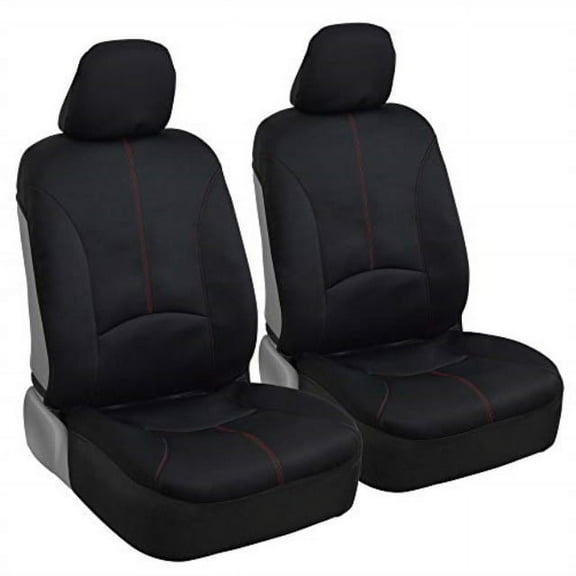 Motor Trend Neoprene Sideless Seat Covers with Red Stitching - Pair of 2 Front Automotive Covers
