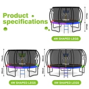GVDV Outdoor Trampoline, 12' Backyard Recreational Trampoline with Enclosure for Kids & Adults