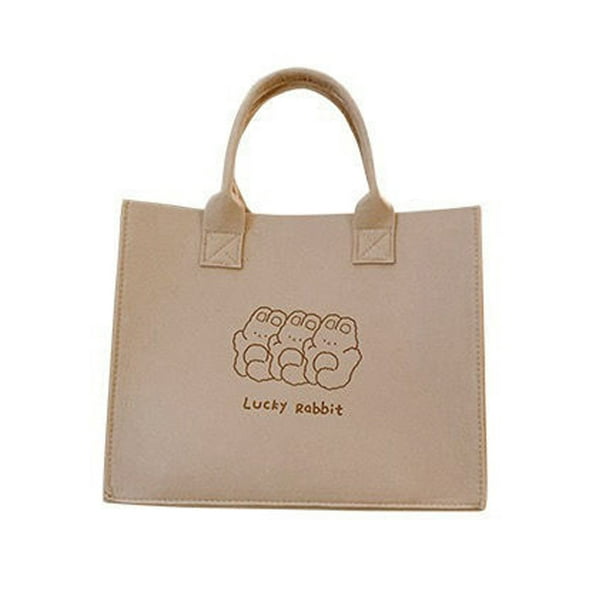 1 bolsa de fieltro, nueva bolsa de compras portátil de fieltro con dibujos animados, bolsa de fieltro de gran capacidad y cómoda