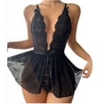 thumbnail image 1 of Gibobby Lencería mujer erótica Lencería para mujer con encaje frontal abierto, ropa de dormir halter Nighty(Negro, G), 1 of 5
