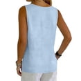 thumbnail image 6 of LEKODE Cotton Tank Top Women Button Down Shirts V Neck Loose Tank Tops Gauze Shirts Cute Tops Halter Tops Lightweight Blouse Flowy Tank Tops Stretchy Slim Fits Beach Vacation Outfits Blue XL, 6 of 9
