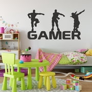LEAQU Gamer Wall Sticker Boy with Game Controller Wall Decals, Creative Waterproof Self-Adhesive Video Game Wall Posters Gaming Wallpaper Home Decor for Kids Boys Room Bedroom