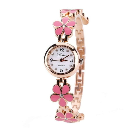 Bracelet Bangle Crystal Fashion Watches (Christmas Clearance Women Flower Bracelet Watch Crystal Gold Watches Quartz Wristwatch Girls Bangle)