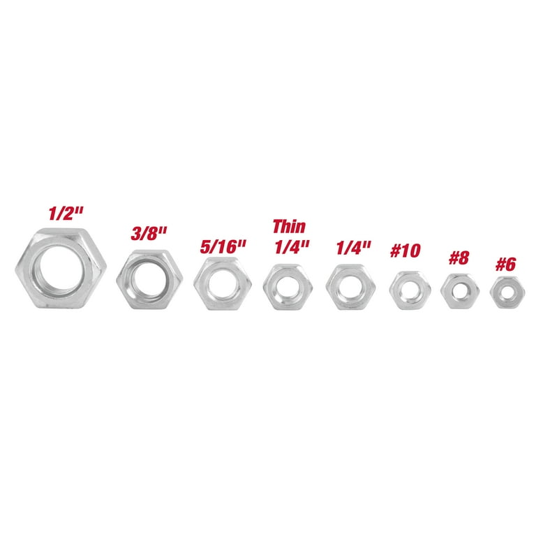 Hyper Tough 178-Piece Hex Nut Assortment with Case, 3305, Carbon Steel, .98 lb