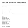 thumbnail image 2 of Dodge Ram 1500 Wheel 2019 18" Factory OEM Silver 5YD53TRMAA, 2 of 2