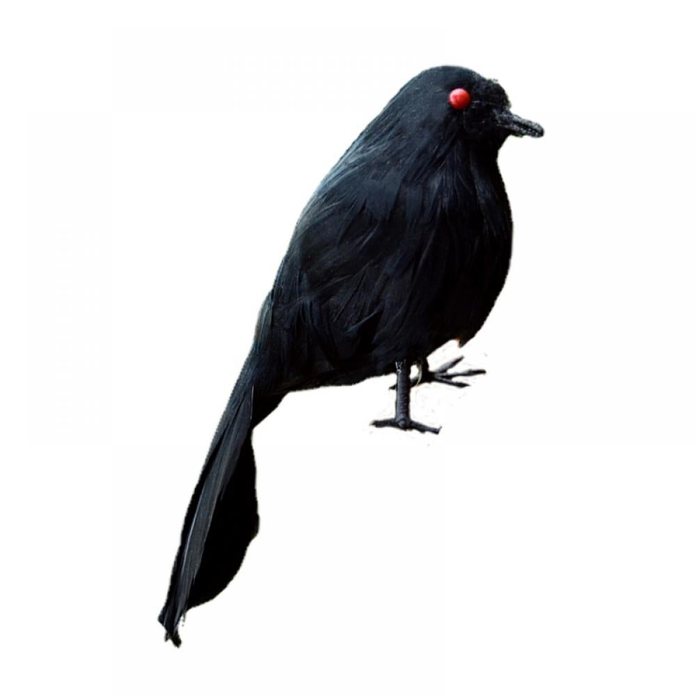 8" Tall Large Lifesize Black Feathered Crow/Raven Realistic Bird Halloween Prop