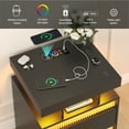 thumbnail image 2 of LED Nightstand with Charging Station, Modern End Table with 2 Drawers, Bedside Table with Human Sensor 24 Colors Lights for Bedroom, 2 of 4