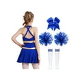 thumbnail image 2 of Sinleey Costume de Pom-Pom Girl pour Filles Enfants Halloween Carnaval Uniforme de Cheerleading Robe de Danse Sans Manches avec Pompons A Bleu 10, 2 of 7