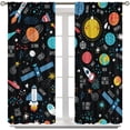 thumbnail image 7 of Outer Space Window Curtains for Kids Boys, Cartoon Galaxy Planets Theme Solar System Rocket Spaceship Print Window Drapes for Playroom Bedroom 52x84in, 7 of 7