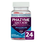 Phazyme Maximum Strength Gas & Acid Relief, Works Fast, Cherry Flavor, 24 Chews
