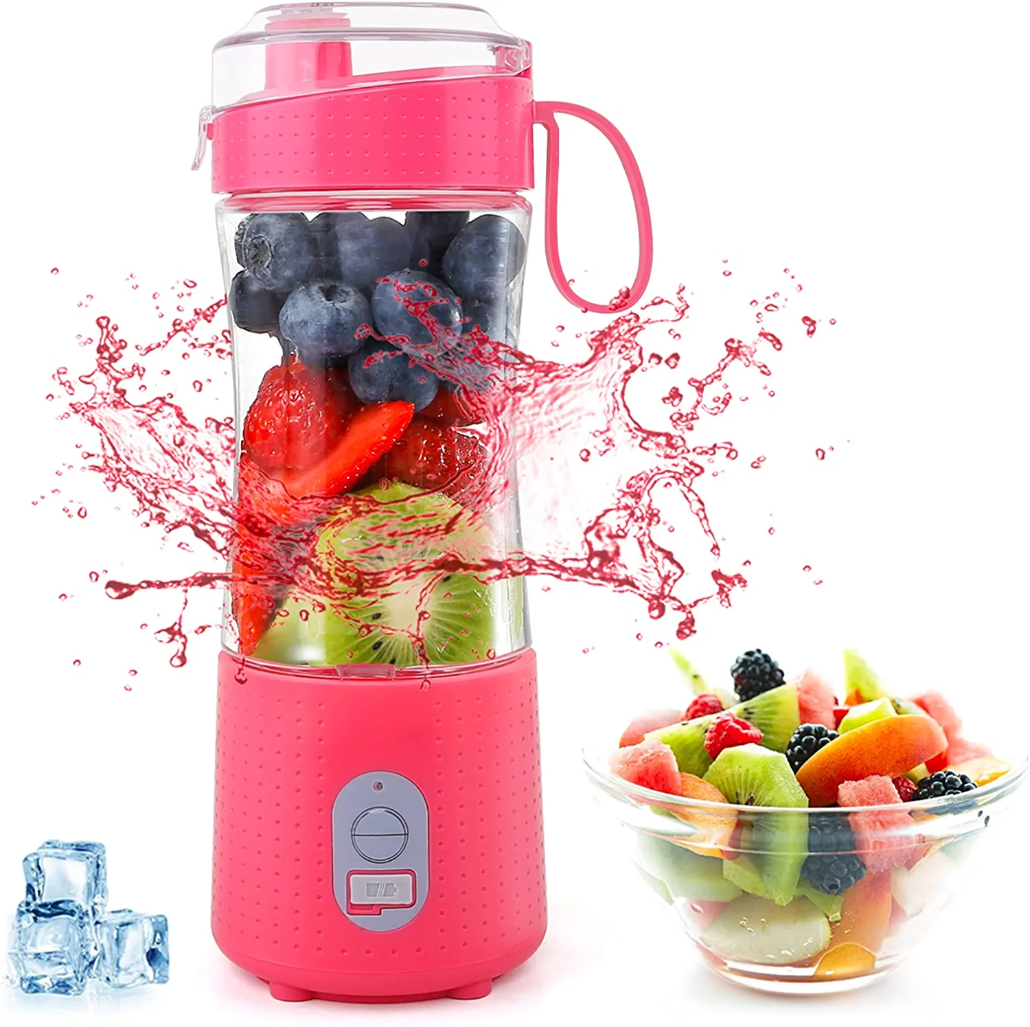  Portable Blender, Mini Personal Blender Bottle for shakes and  smoothies，with USB Rechargeable On The Go Mixer Electric Blender Cup for  Fruit Juice Protein (Pink): Home & Kitchen