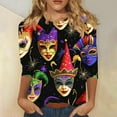 thumbnail image 2 of Tnhcen Plus Size Women's Carnival Print Round Neck 3/4 Sleeve T-Shirt Loose Fit Spring Autumn Casual Comfort Stretch Casual Tops For Women Sizes S - 5XL, 2 of 5