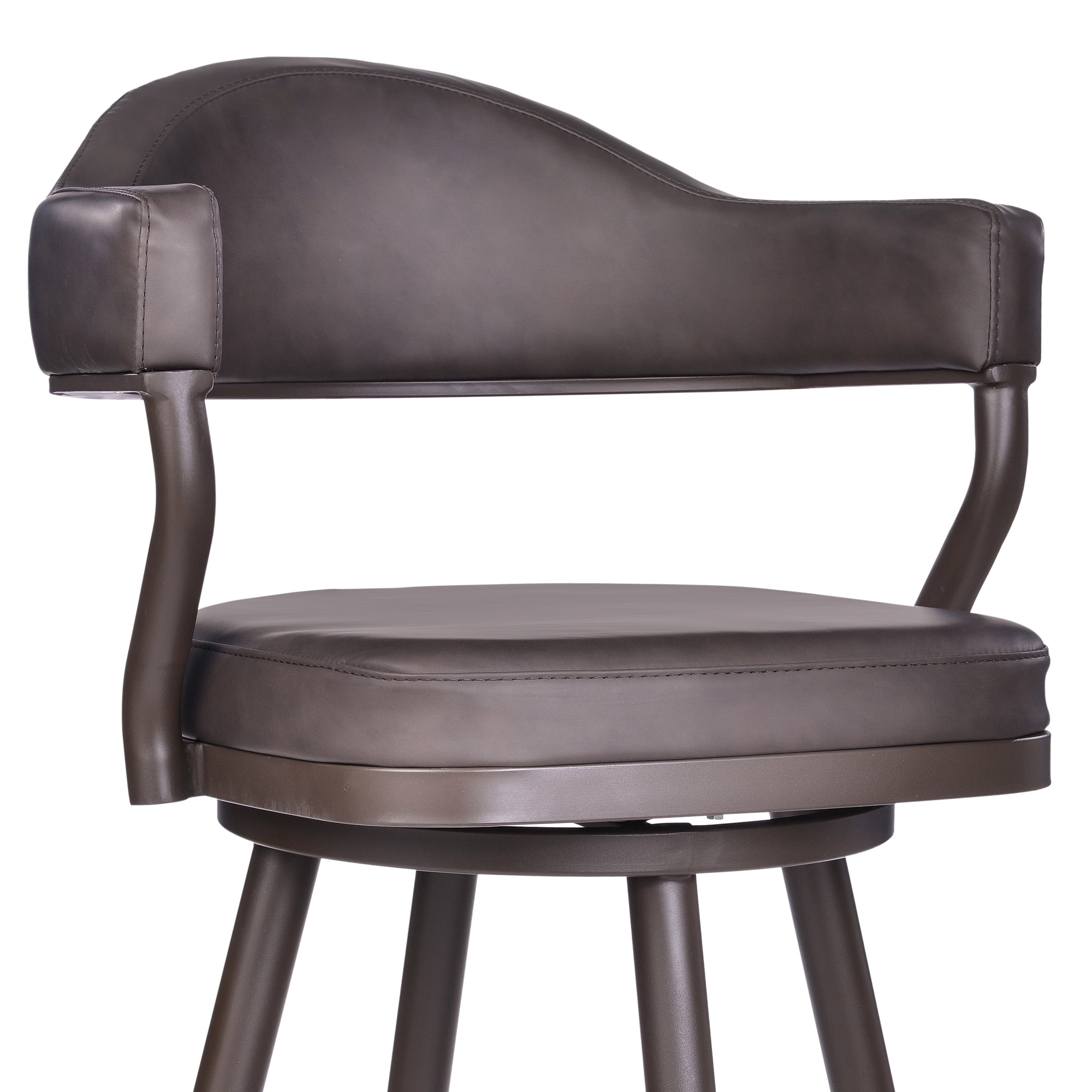 Armen Living Justin 30" Bar Height Barstool in Brown Powder Coated Finish/Vintage Brown Faux Leather