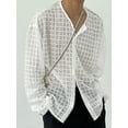 thumbnail image 3 of INCERUN Men's Long Sleeve Loose Plaid See-through Buttons Top Shirts, 3 of 6