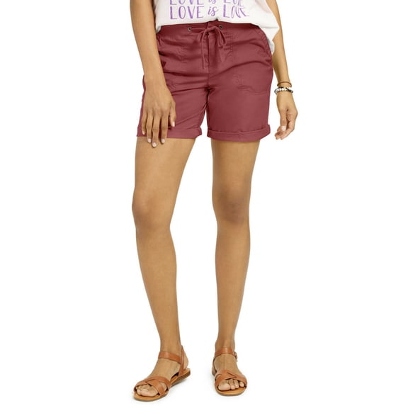Style & Co Women's Bermuda Shorts Comfort Waist Roll Cuff Coral Depth Size L