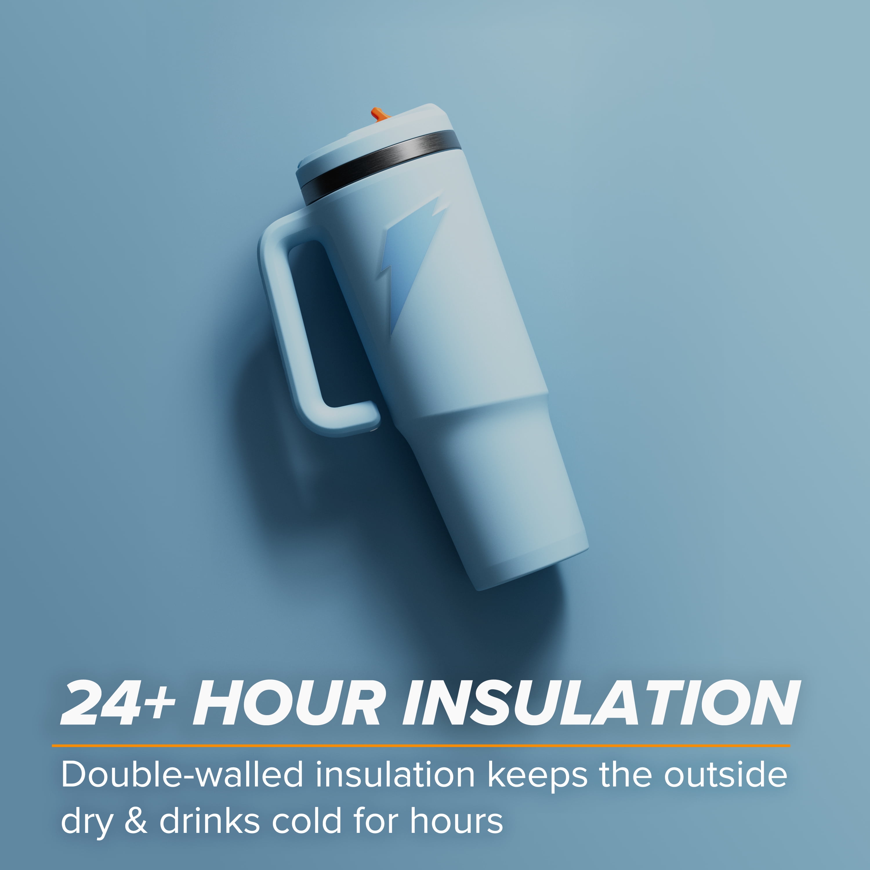 Gatorade Crossover Stainless Steel Tumbler Bottle, Light blue , Double-Wall Insulation, 36 fl oz​