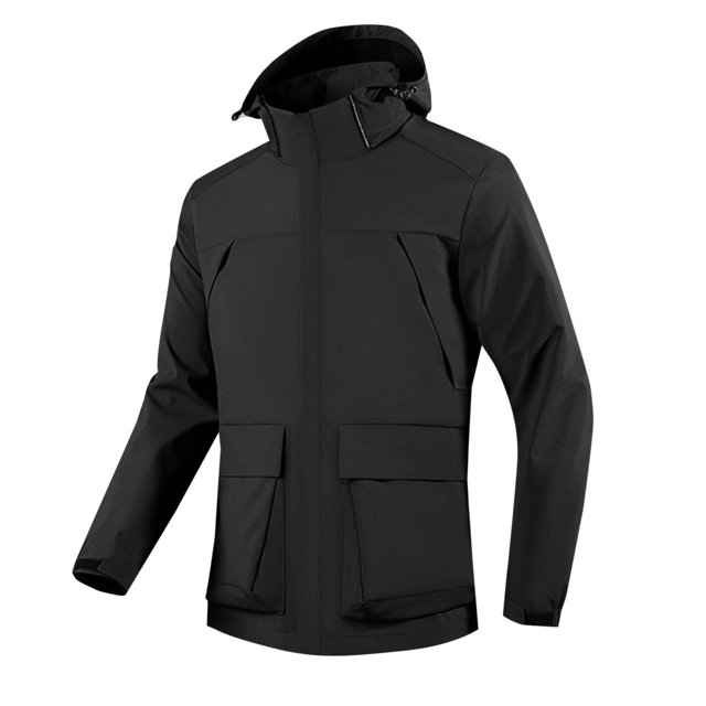 BADHUB Men's Waterproof Jacket with Hood Outdoor Lightweight Rain Jacket Mesh Lined Fall Softshell Solid Color Raincoat With Big Pockets Holiday Deals
