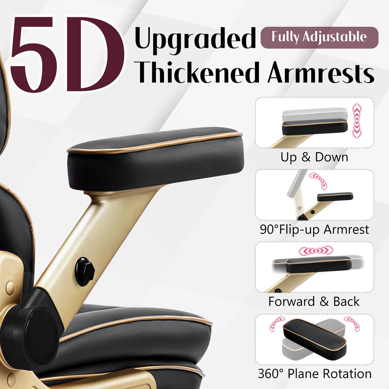 Falvinoryn Big and Tall Office Chair 500LBS, Ergonomic High Back Executive Office Chair, Adjustable Lumbar Support, Flip Arms, Locking Wheels Large Computer Desk Chair, Black